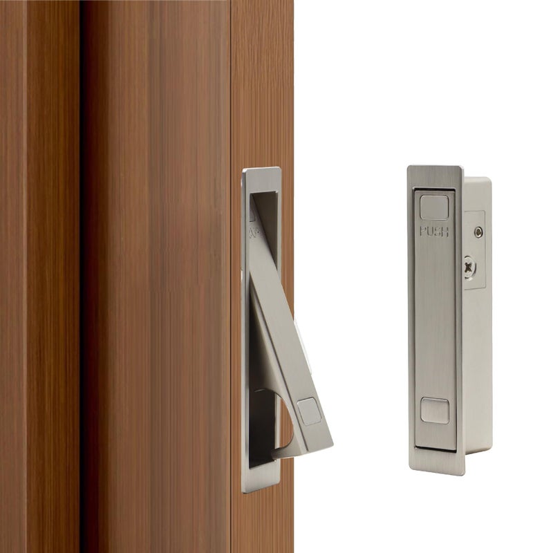 Dontay 4 Pack Pocket Door Pull Handle Press Finger Edge Pull Push Flush Mount for Pocket Sliding Bypass Door Recessed Rectangular Hardware Low Profile Cabinet Pull 4 Brushed Nickel - Image 2