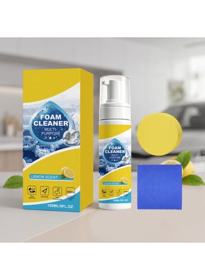 Western Mountains Multi-Purpose Foam Cleaner, 150ml Lemon Scent All-Purpose Foam Cleaner Spray for Car Interior, Home Surfaces and Fabric Stain Removal - Image 2
