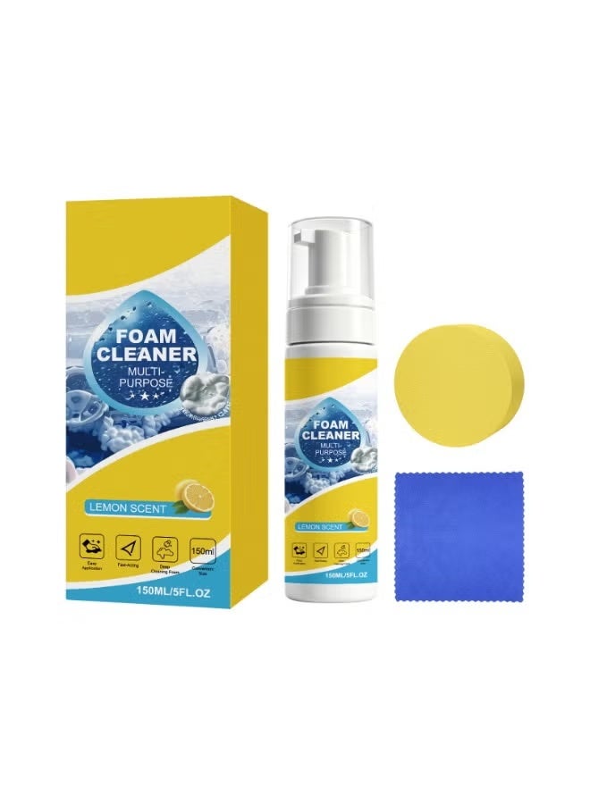 Western Mountains Multi-Purpose Foam Cleaner, 150ml Lemon Scent All-Purpose Foam Cleaner Spray for Car Interior, Home Surfaces and Fabric Stain Removal - Image 1