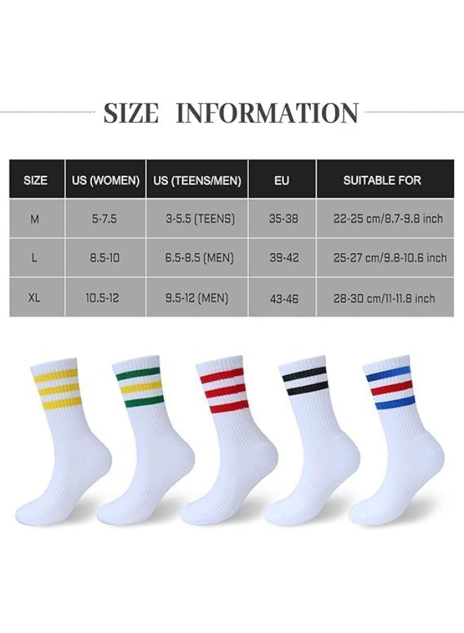 ChicAbode 4 Pairs Athletic Socks,Cotton Cushioned Striped Crew Socks Sports Running Socks for Men Women Teens - Image 3