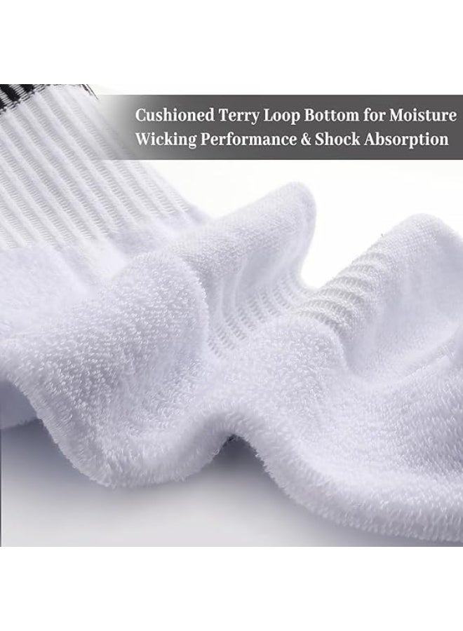 ChicAbode 4 Pairs Athletic Socks,Cotton Cushioned Striped Crew Socks Sports Running Socks for Men Women Teens - Image 4