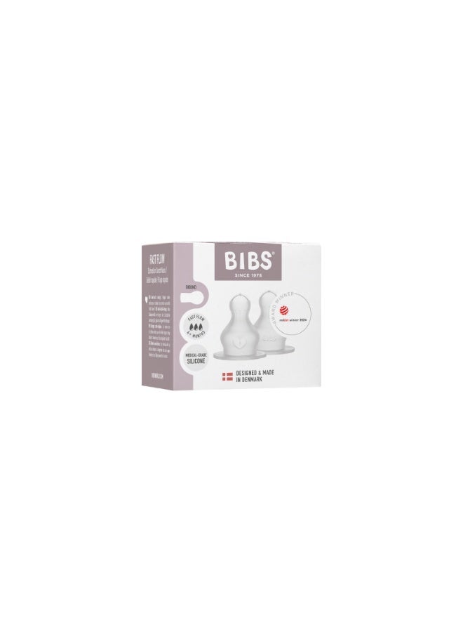 BIBS Baby Bottle Nipple Round Silicone 2 pack Fast Flow - Image 3