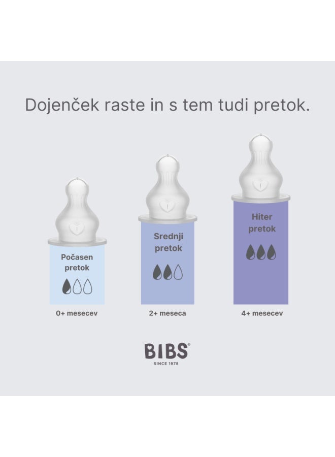 BIBS Baby Bottle Nipple Round Silicone 2 pack Fast Flow - Image 2