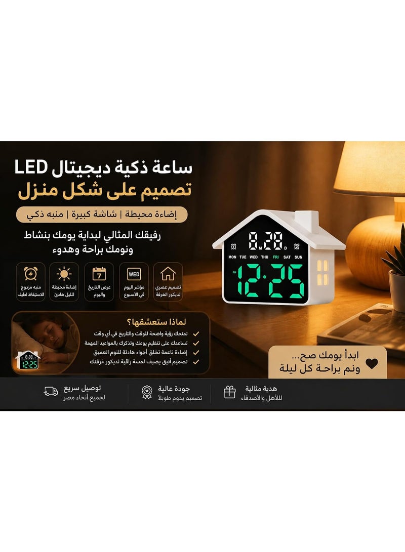 Modern Home-themed LED Digital Desk Clock and Alarm Clock – Displays Time, Date, Day of the Week, and a Clear Digital Display for Home and Office - Image 4