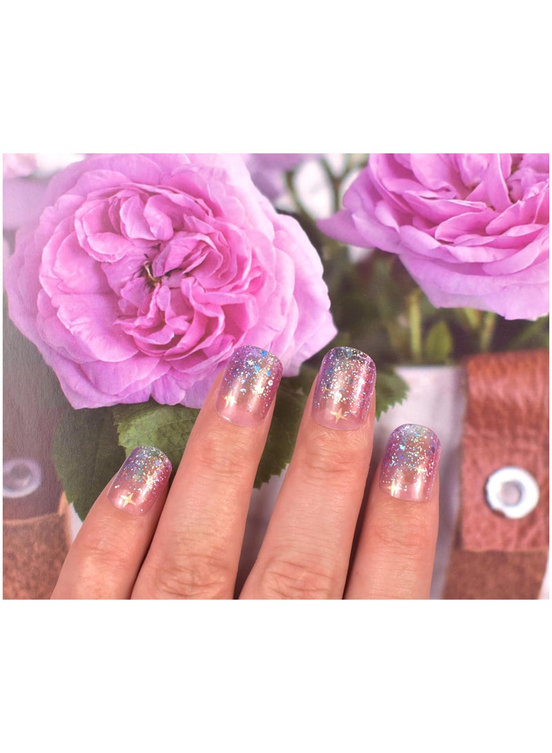 SYOSI Nail Art Wraps, Gloss Gel Nails Strips, Nail Light/Lamp Free Nail Polish Stickers, Chip Resistant Waterproof Long Lasting Nail Strips, Easy to Apply, Trim, Remove Contains 22 Nail Wraps (Glitter Star) - Image 3