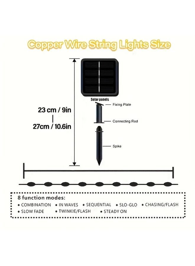 Solar Powered Copper Wire String Lights 300LED 8 Modes Auto On Off Outdoor Fairy Lights - Image 3