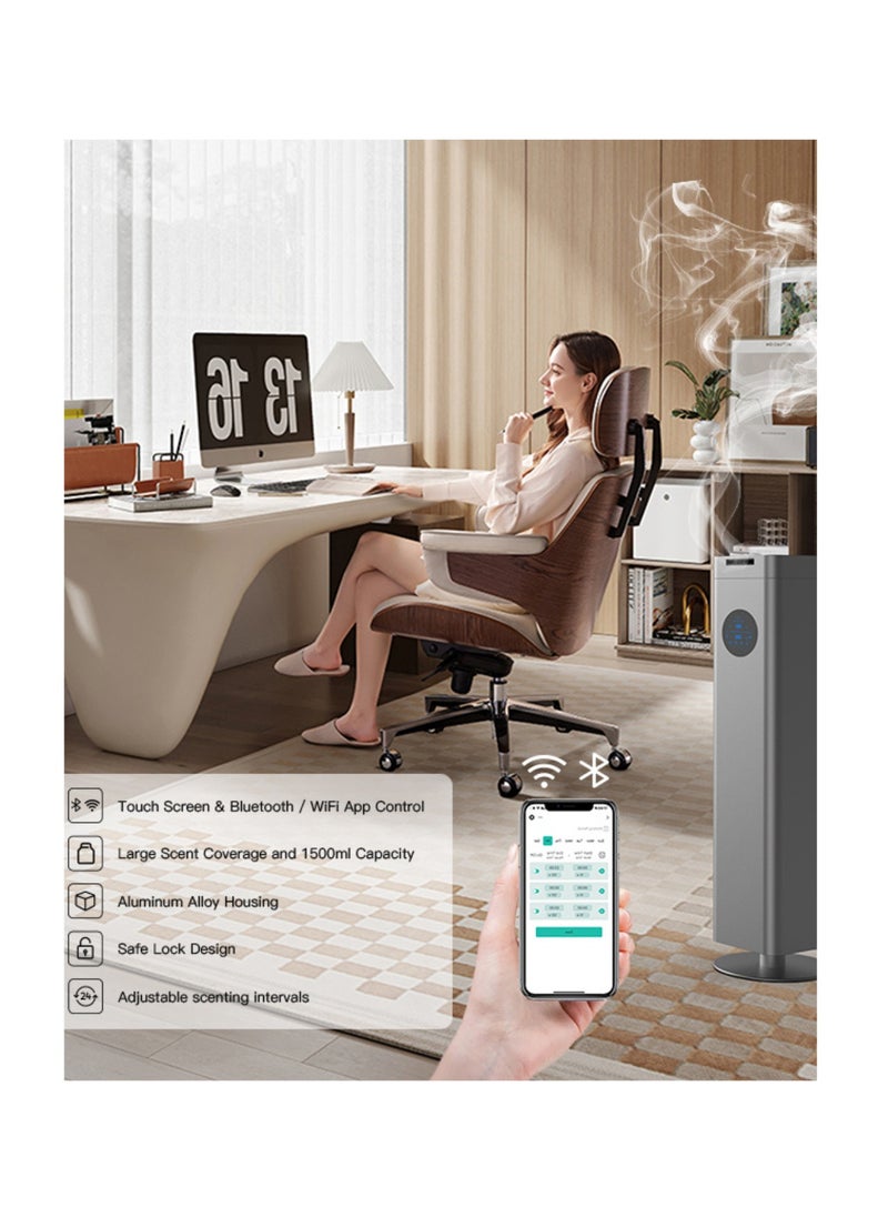 RnD Airomagic - Aroma Oil Diffuser, Aromatherapy Machine, Automatic Incense Sprayer, Fragrance Diffuser, Bluetooth Control Essential Oil Machine, Large Capacity Tower Diffuser 1500ml - Image 1