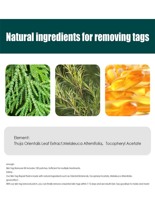 120 Pcs Skin Tag Remover Patches, Made with Natural Ingredients Skin Friendly Breathable and Reliable to Use Fast Use Effect, Compact Design and Lightweight Make It Portable and Space Saving