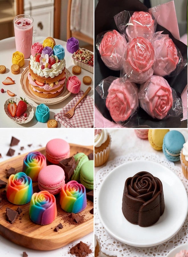 Morofme Rose Silicone Mold Rose Chocolate Molds Flowers Shaped Candy Mold Flowers Soap Molds Spring Muffin Pan Flower Baking Tray for Pudding Mousse Ice Cube Jelly Cake Decorations - Image 2