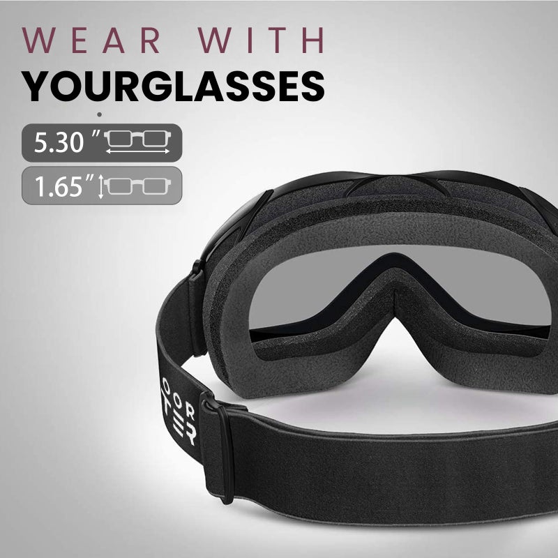 OutdoorMaster OTG Ski Goggles - Over Glasses Ski/Snowboard Goggles for Men, Women & Youth - 100% UV Protection (Black Frame + VLT 84% Yellow Lens) - Image 2
