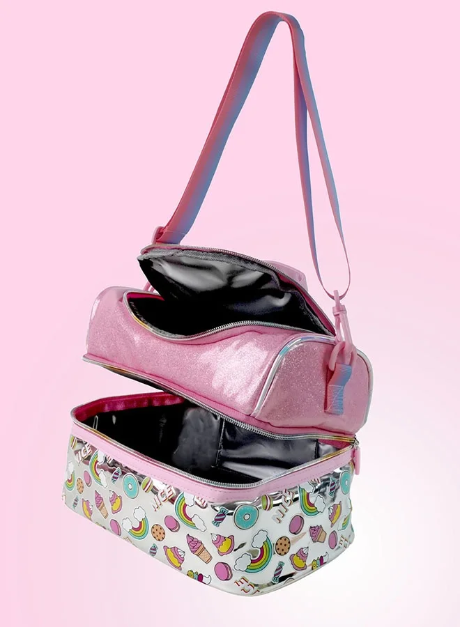 LITTLE SURPRISE BOX Little Surpise Box,Shiny Unicorn Theme Double Compartment Insulated Lunch Bag For Kids