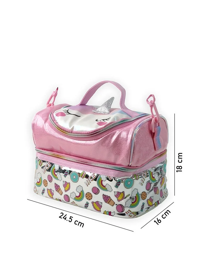 LITTLE SURPRISE BOX Little Surpise Box,Shiny Unicorn Theme Double Compartment Insulated Lunch Bag For Kids