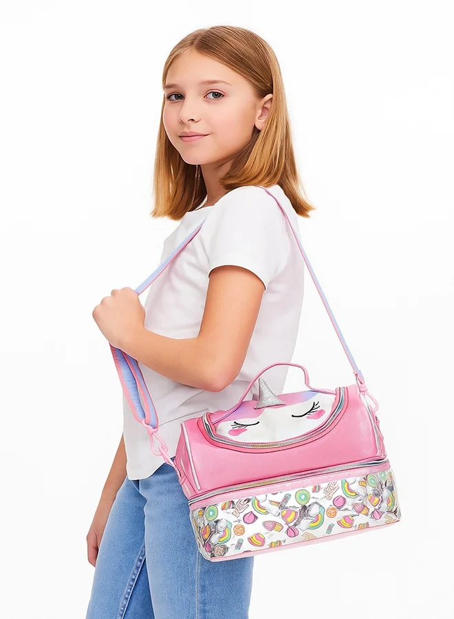 LITTLE SURPRISE BOX Little Surpise Box,Shiny Unicorn Theme Double Compartment Insulated Lunch Bag For Kids