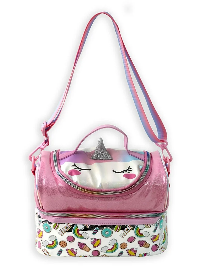 LITTLE SURPRISE BOX Little Surpise Box,Shiny Unicorn Theme Double Compartment Insulated Lunch Bag For Kids