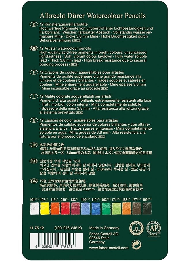 FABER-CASTELL - Albrecht Durer Watercolour Pencil 12 Piece Set Assorted - Image 1