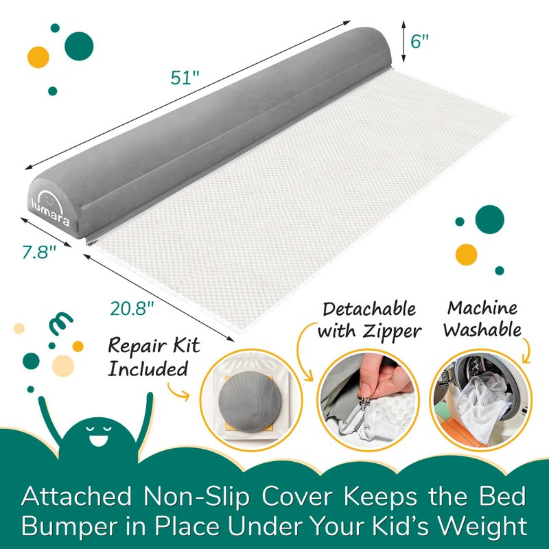 LUMARA Inflatable Bed Rail for Toddlers - Portable Travel Bed Bumper for Kids Fits Twin Full Queen King Size Beds - Non-Slip Safety Guard Rails - Image 2