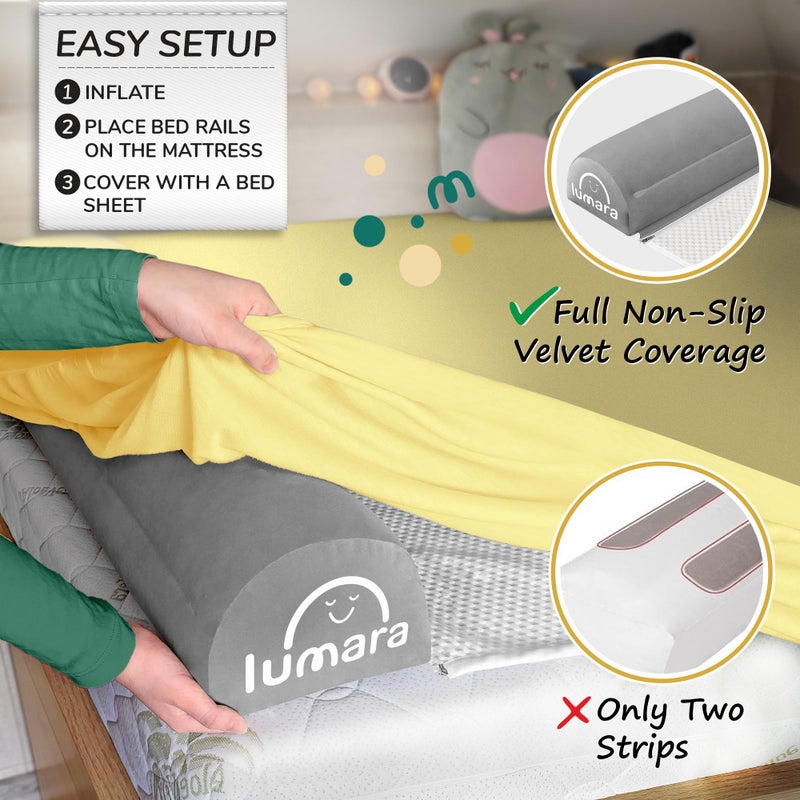 LUMARA Inflatable Bed Rail for Toddlers - Portable Travel Bed Bumper for Kids Fits Twin Full Queen King Size Beds - Non-Slip Safety Guard Rails - Image 4
