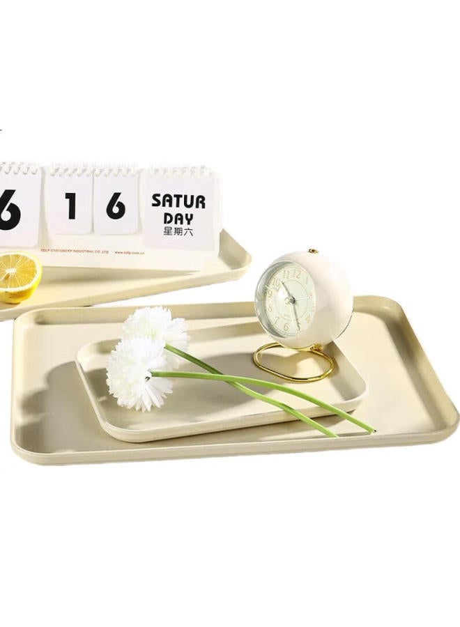 Caizhi Rectangular Tray, Tea Tray, Household Fruit Plate, Breakfast Plate, Storage Tray, Living Room Snack Plate, Medium Size, Beige, Cz6753 - Image 1