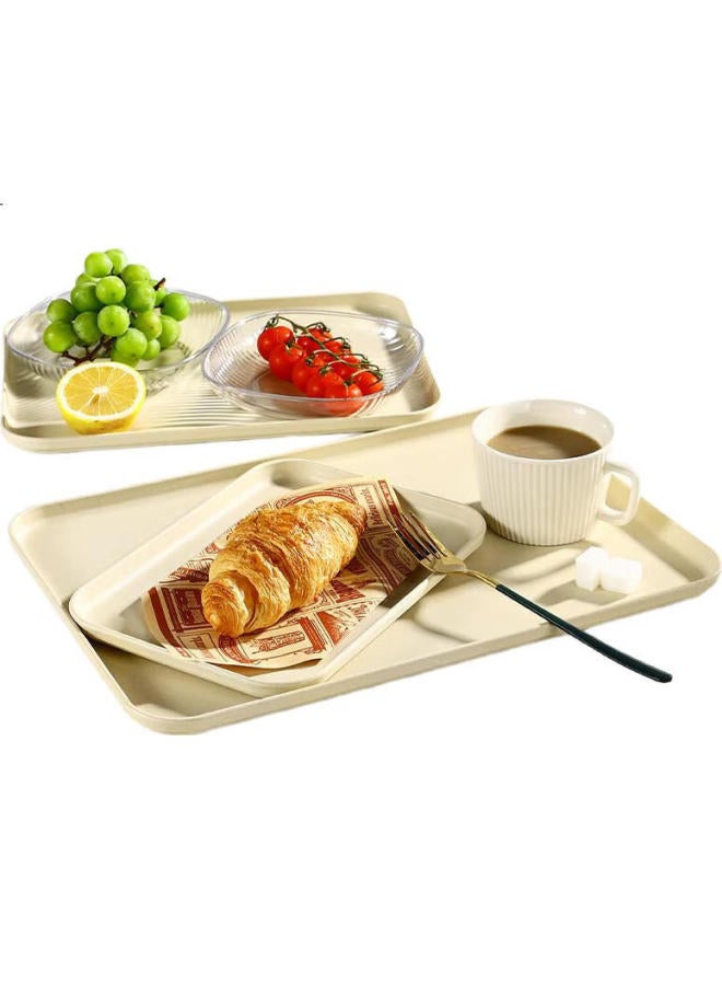 Caizhi Rectangular Tray, Tea Tray, Household Fruit Plate, Breakfast Plate, Storage Tray, Living Room Snack Plate, Medium Size, Beige, Cz6753 - Image 2