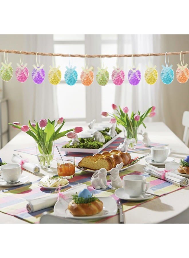 Wehhbtye 30PCS Easter Glitter Hanging Eggs - Colorful Tinsel Easter Egg Ornaments, Spring Foam Hanging Egg Ornament for Easter Tree Christmas Home Party DIY Craft Decoration (Size S) - Image 4
