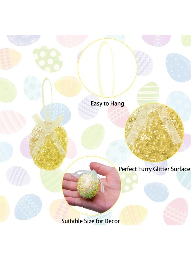 Wehhbtye 30PCS Easter Glitter Hanging Eggs - Colorful Tinsel Easter Egg Ornaments, Spring Foam Hanging Egg Ornament for Easter Tree Christmas Home Party DIY Craft Decoration (Size S) - Image 3