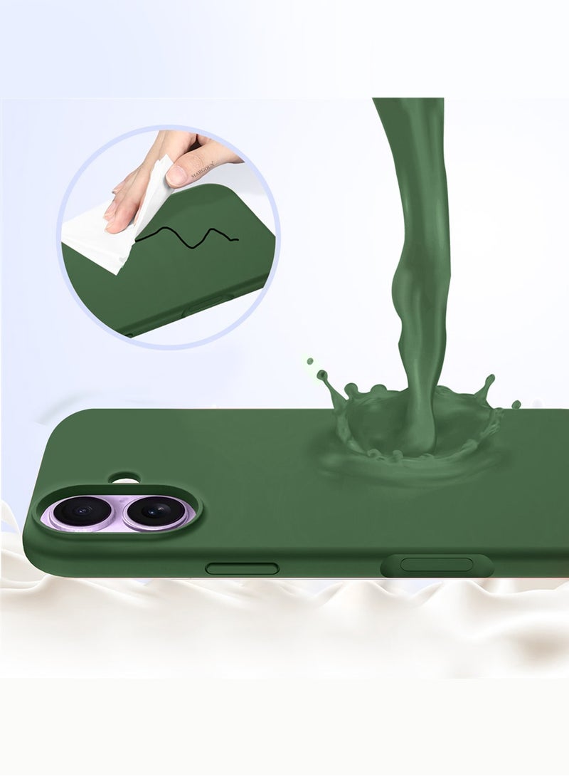 Silicone Protective Phone Case for iPhone 17 - Soft Anti-Scratch Microfiber Lining Ultra Slim Drop Protection Phone Cover - Green - Image 3
