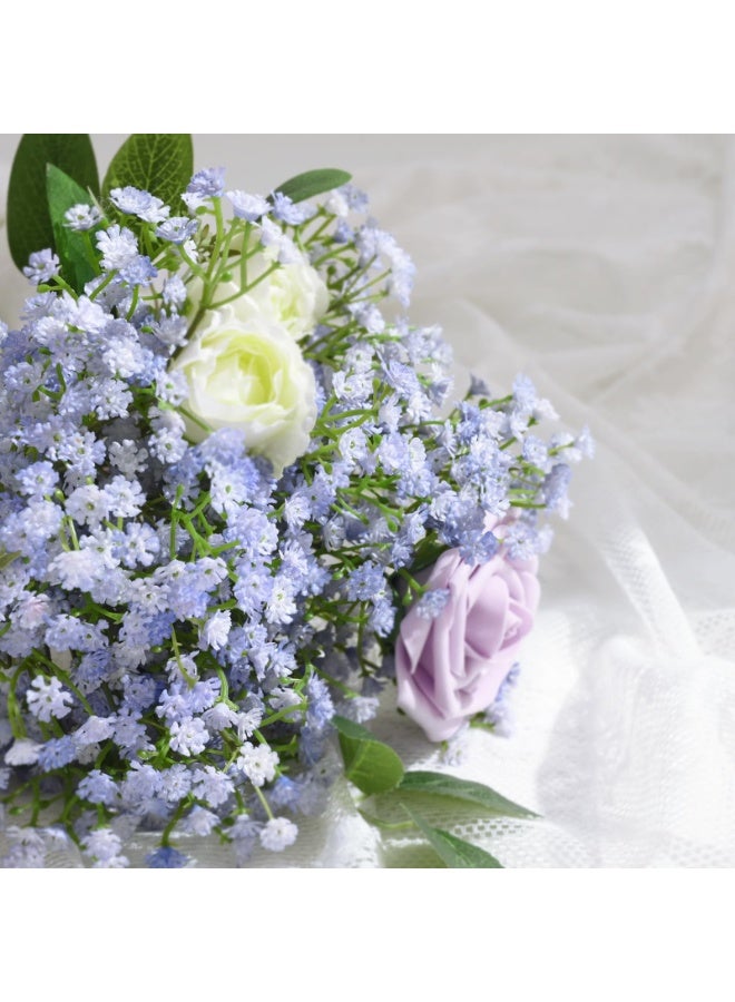 10 Pcs Artificial Baby Breath Gypsophila Flowers Bouquets Real Touch Flowers for Wedding Party DIY Wreath Floral Arrangement Home Decoration (Blue) - Image 2