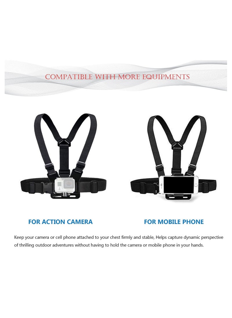 KASTWAVE Camera Chest Mount Strap Harness Fit for AKASO DJI Osmo Adjustable Cell Phone with Sports Installation Bracket kit Mobile Bracket Backpack Clip Holder  - Image 2