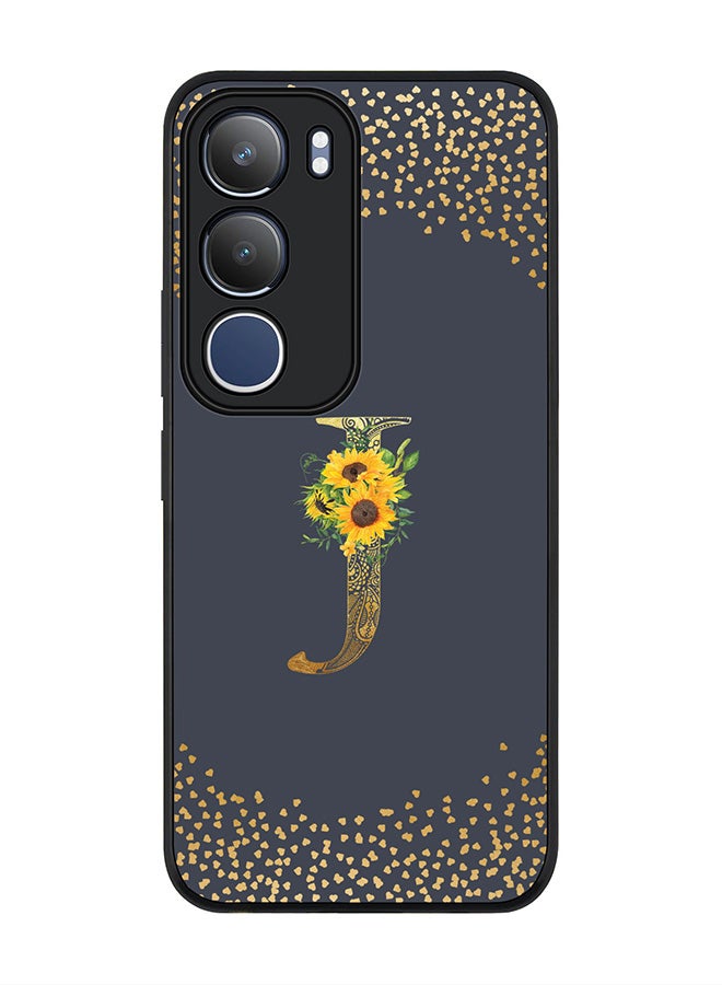 Stylizedd For vivo Y19s / Y19s Pro Case,Slim fit Camera Protection, Shockproof Thin Phone cover  - Custom Floral Monogram - J  (Grey )