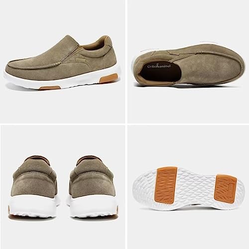 OrthoComfoot Men's Orthopedic Slip On Loafers Walking Shoes with Arch Support: Knee Pain Walking Laofers, Casual Fashion Comfy Vintage Leather Shoes for High Arch, Flat Feet, Cushioned Camel Size 12 - Image 4