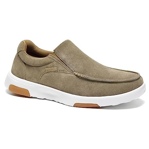 OrthoComfoot Men's Orthopedic Slip On Loafers Walking Shoes with Arch Support: Knee Pain Walking Laofers, Casual Fashion Comfy Vintage Leather Shoes for High Arch, Flat Feet, Cushioned Camel Size 12 - Image 1