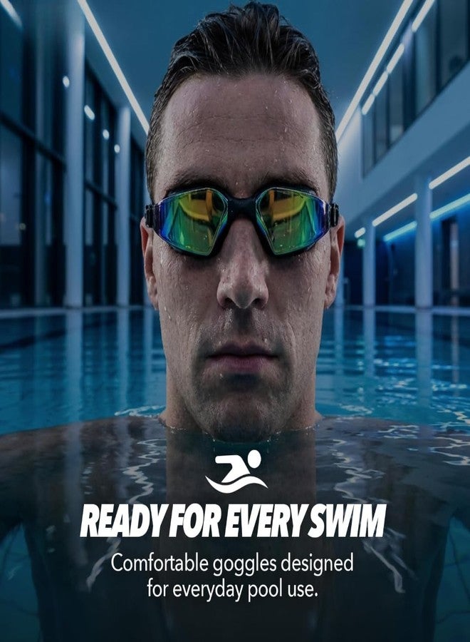 Flygon Swim Goggles Adult, Frameless Wide View Anti-Fog UV No Leak Swimming Goggles with Attached Earplugs Men Women - Image 5