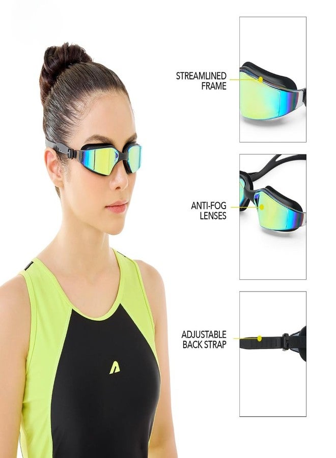 Flygon Swim Goggles Adult, Frameless Wide View Anti-Fog UV No Leak Swimming Goggles with Attached Earplugs Men Women - Image 2