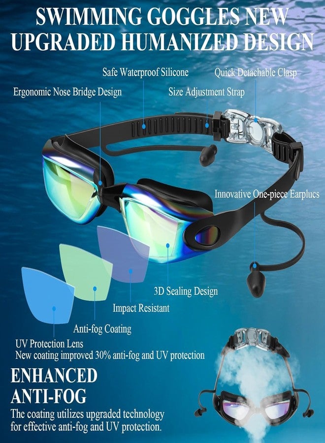 Flygon Swim Goggles Adult, Frameless Wide View Anti-Fog UV No Leak Swimming Goggles with Attached Earplugs Men Women - Image 3