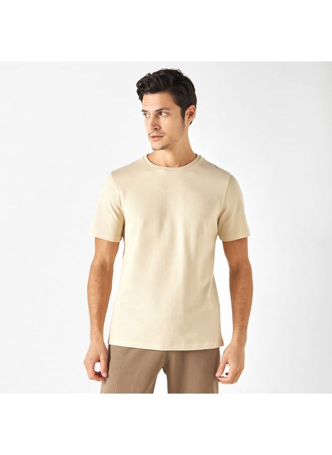 Iconic Popcorn Textured T-shirt with Crew Neck and Short Sleeves  - Image 1