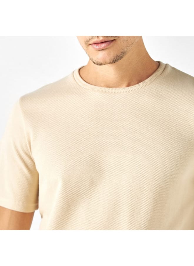 Iconic Popcorn Textured T-shirt with Crew Neck and Short Sleeves  - Image 4