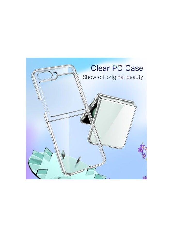 جي تيك حافظة JETech 3 في 1 لهاتف Samsung Galaxy Z Flip 5 مع واقي شاشة أمامي من الزجاج المقوى، وغطاء هاتف واقٍ من البولي كربونات الصلب الشفاف (شفاف) - Image 5