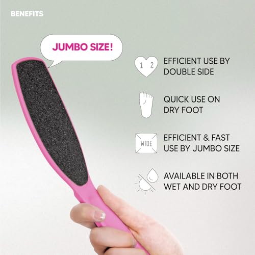 F3 Systems, Wide Emery Foot File(Hot Pink), Double-Sided Pedicure Tool, Colossal Professional Foot File for Men & Women, Effective for Cracked Heel, Callus Remover, Foot Scrubber - Image 3