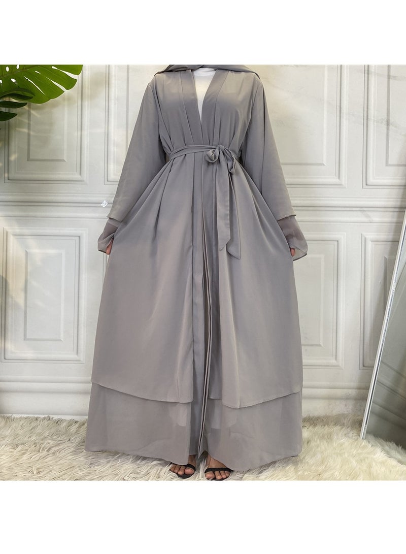 إسكدنيا عباية نسائية مريحة فستان إسلامي قطعة واحدة فضفاض كارديجان طويل مع حجاب متين وخفيف جلباب مفتوح الأمام كفتان ماكسي للنساء والمراهقات  - Image 1