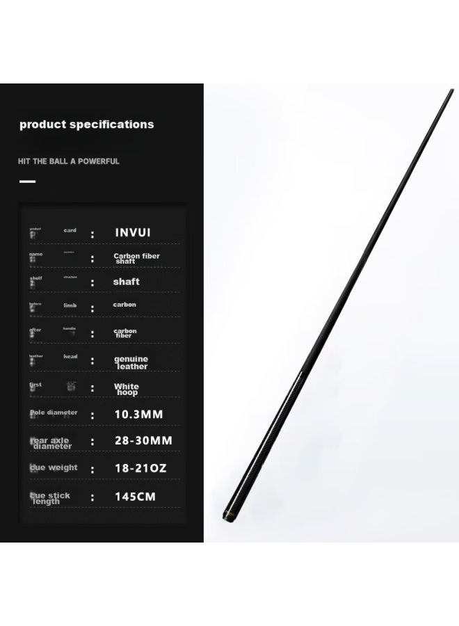 INVUI Invui Pool Cue, Carbon Fiber Tip, Chinese 8-ball, High-tech Carbon Fiber Billiard Cue, Full-length Cue, Cr20 - Image 1