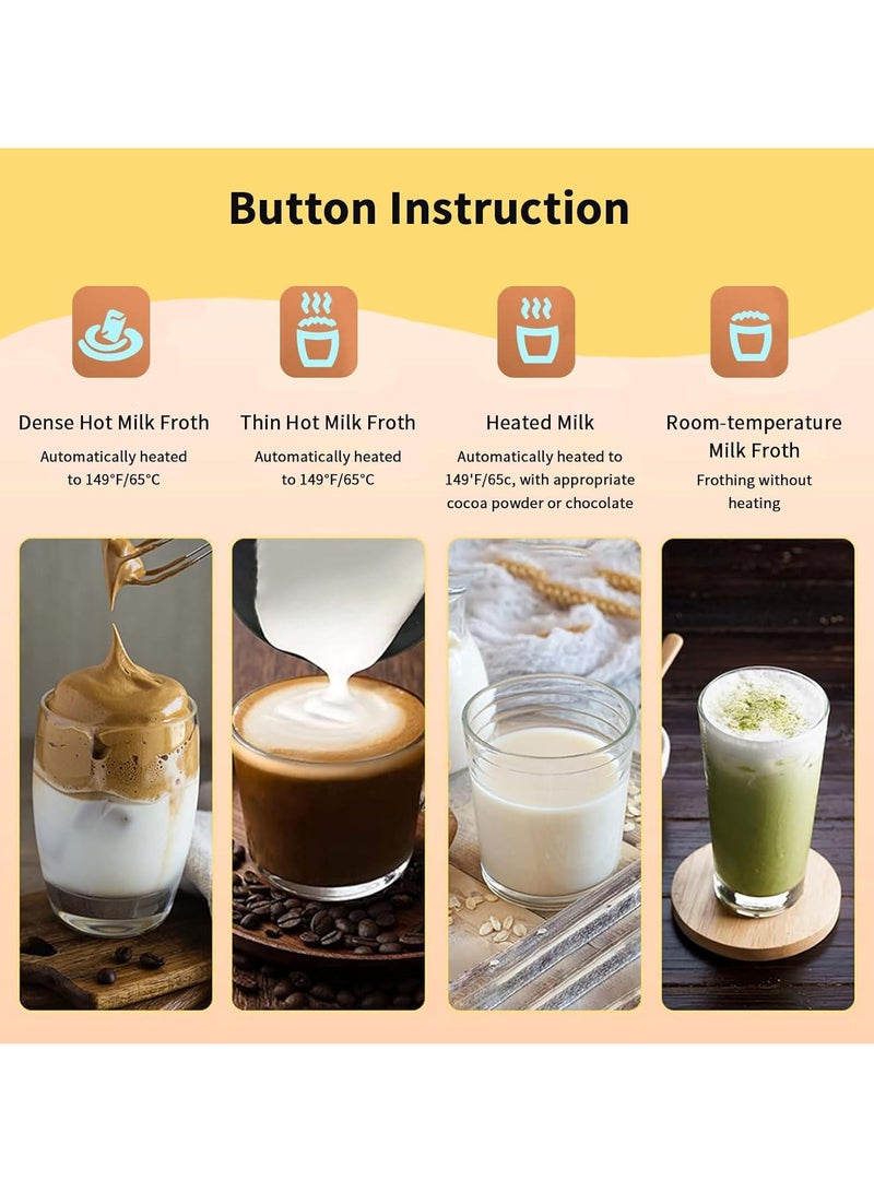 Electric Milk Frother and Steamer 4 in 1 Automatic Milk Warmer 400W Non-Stick Interior 580ml Hot and Cold Stainless Steel Milk Foam Maker for Coffee,Hot Chocolate,Milk,Latte,Cappuccinos - Image 3