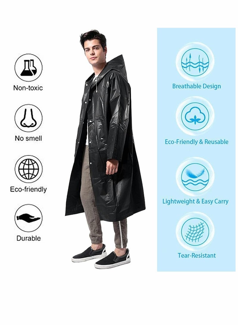 Raincoat Rain Ponchos for Adults Women Men   1 Pack Reusable EVA Clear Portable Rain Coats Lightweight Jackets with Hood, Rain Ponchos Adults Packable Poncho Adult Clear Hood - Image 2