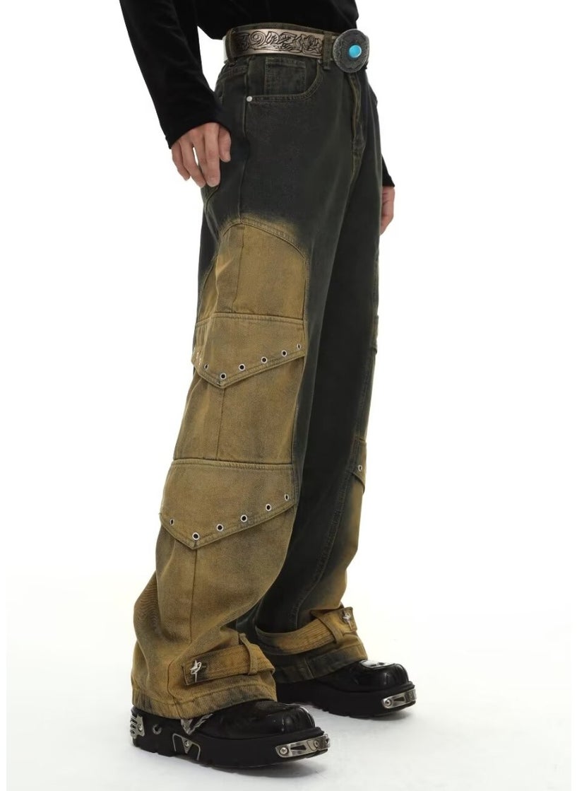 Generic - American Style Vintage Printing Casual Pants For Men Fits Sweatpants Trendy Brand Spring Autumn Hip Hop Couple Versatile Pants Black - Image 1
