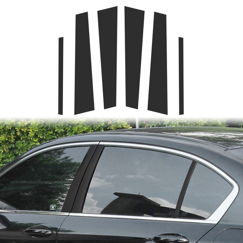 ملصقات فينيل عمود نافذة السيارة TOMALL 6 قطع متوافقة مع هوندا أكورد سيدان 2013-2017 تغليف خارجي ملصق لتعديل ديكور السيارة باللون الأسود غير اللامع