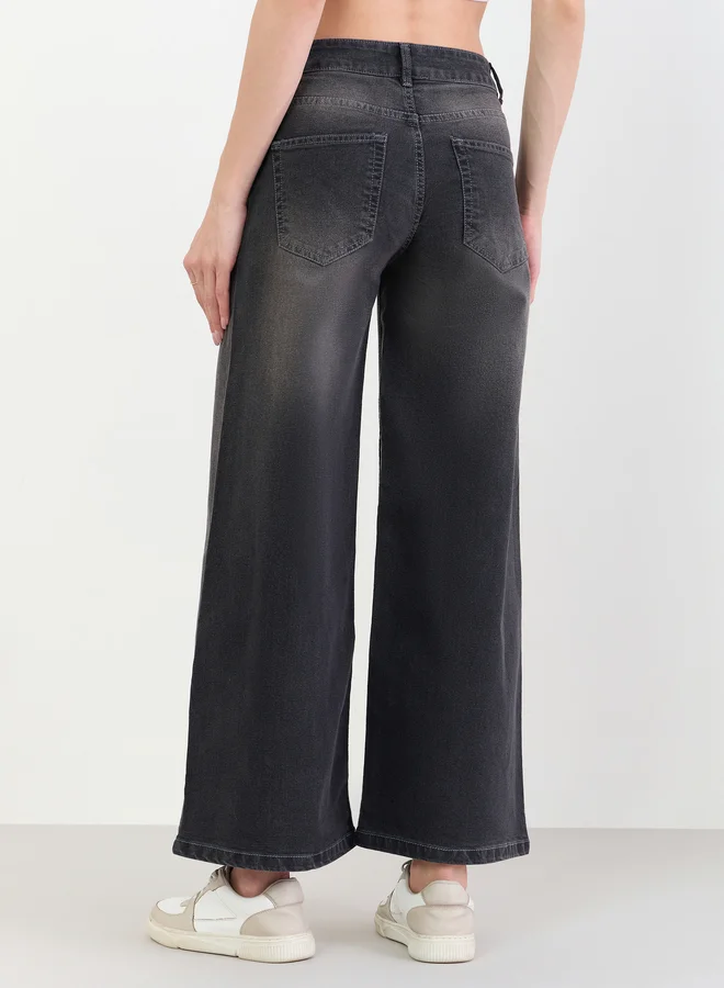 Styli Charcoal Women Charcoal Wide Leg Jeans for Women | Best Price UAE