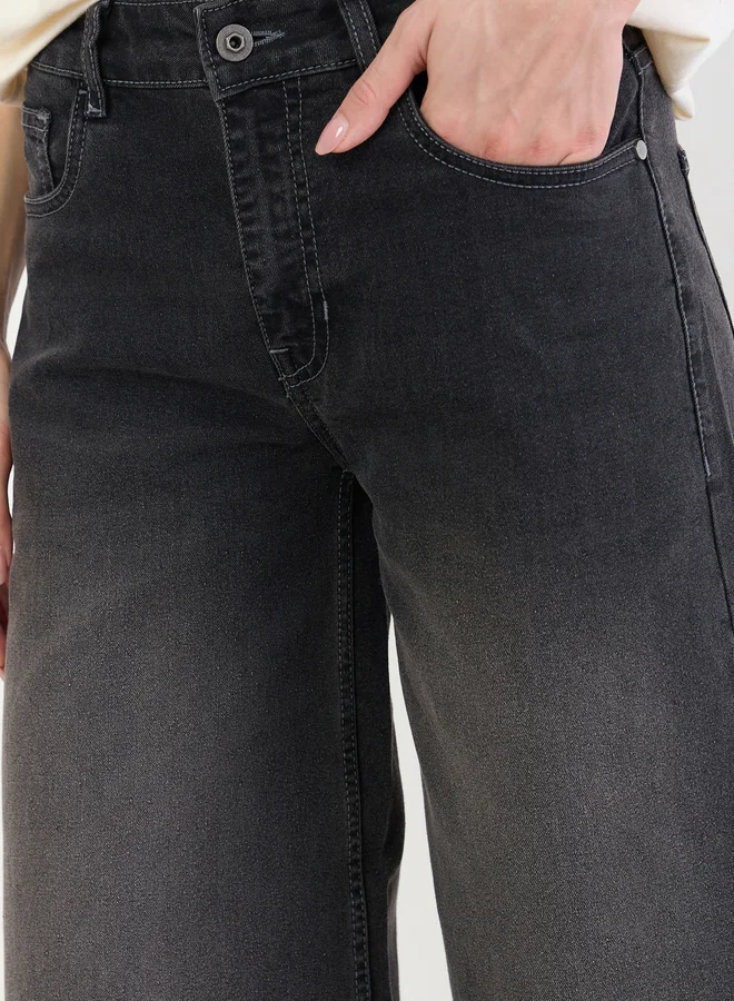 Styli Charcoal Women Charcoal Wide Leg Jeans for Women | Best Price UAE