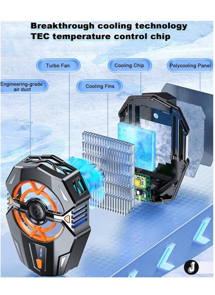 JAJEEK Portable Phone Cooler – Lightweight Mobile Cooling Fan, Continuous Freezing Cooling for Gaming and Live Streaming (Black J20) - Image 2