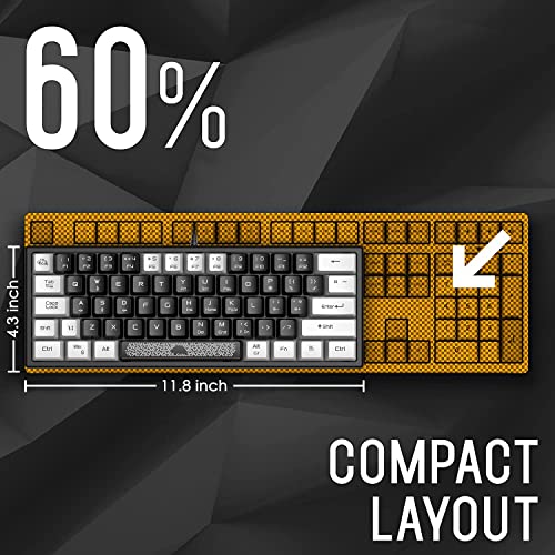 XINMENG 60% Gaming Keyboard and Mouse Combo Portable Mini RGB Backlight Black White Duble Color Keycaps Mechanical Feeling and RGB 6400 DPI Honeycomb Optical Mouse,Gaming Mouse pad for Gamers and Typists - Image 3