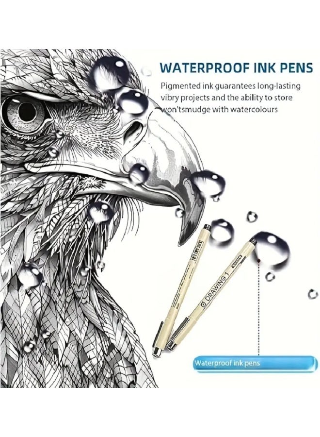 Micro Drawing Pens: 21-size Tips (Ultra-fine, Fine & Brush) Waterproof Pigment Black Ink for Illustration Drawing Journaling Sketching for Artist Beginners - Image 3