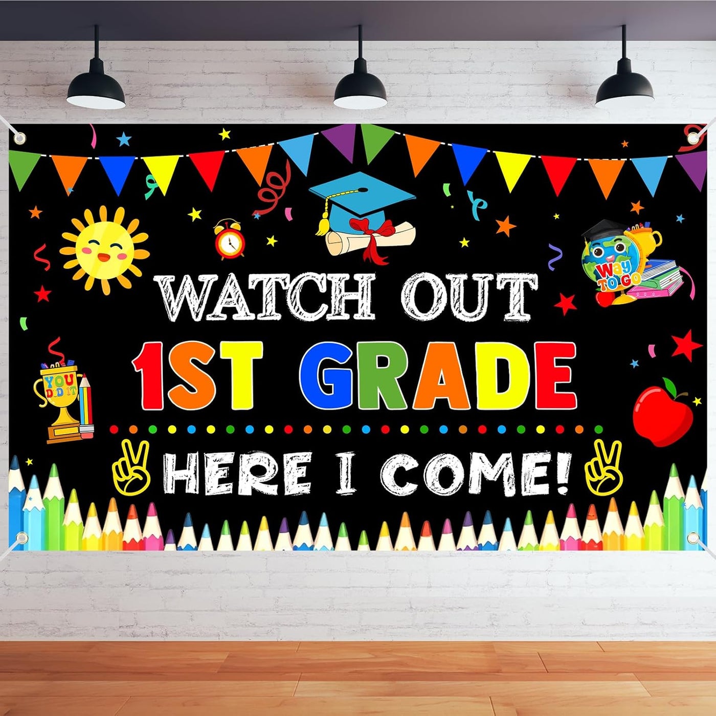 الرائد Al Raied Ars Watch Out 1st Grade Here I Come Backdrop Banner